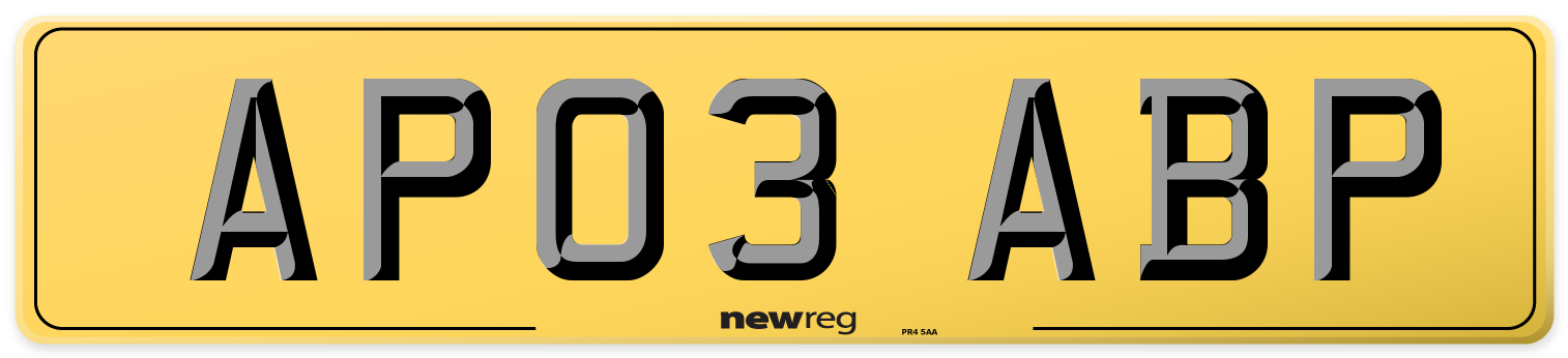 AP03 ABP Rear Number Plate