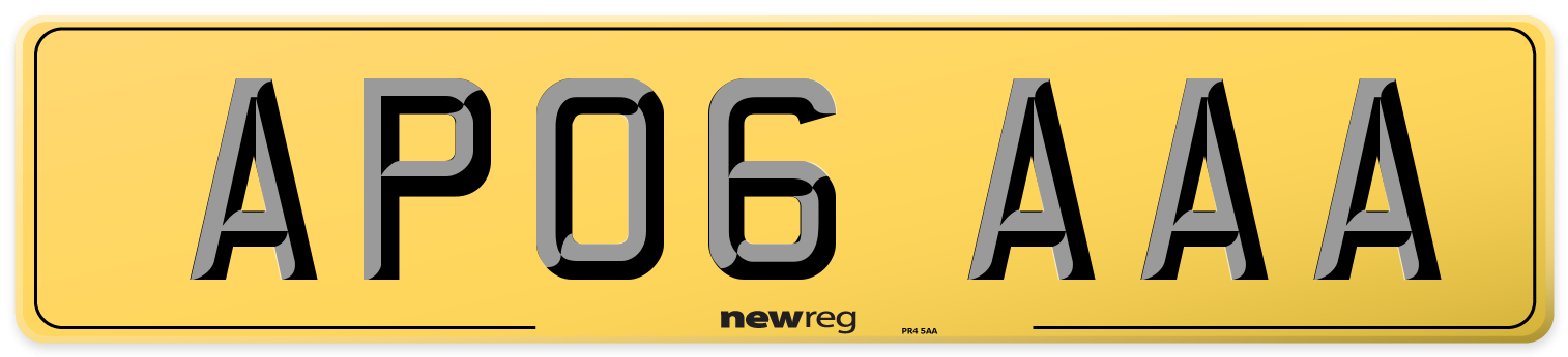 AP06 AAA Rear Number Plate