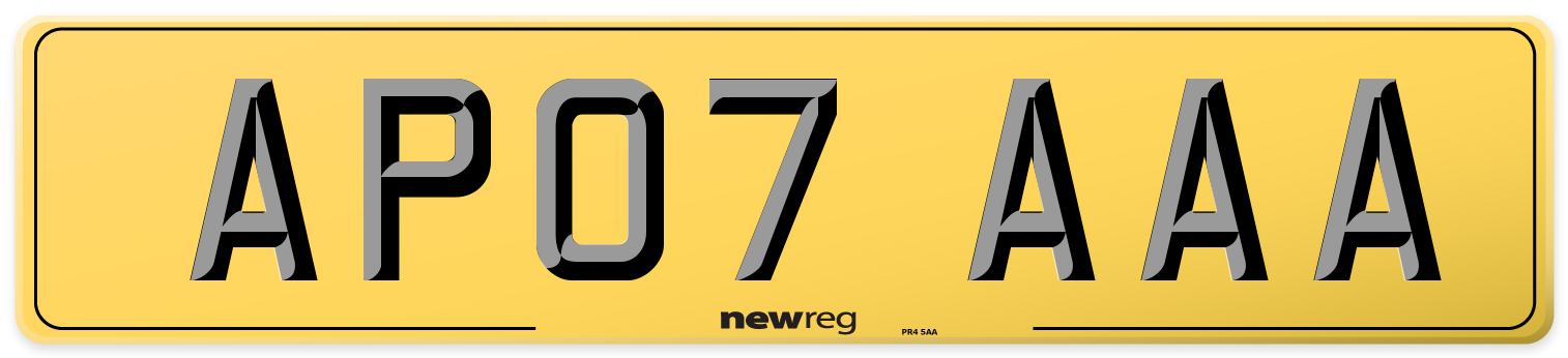 AP07 AAA Rear Number Plate