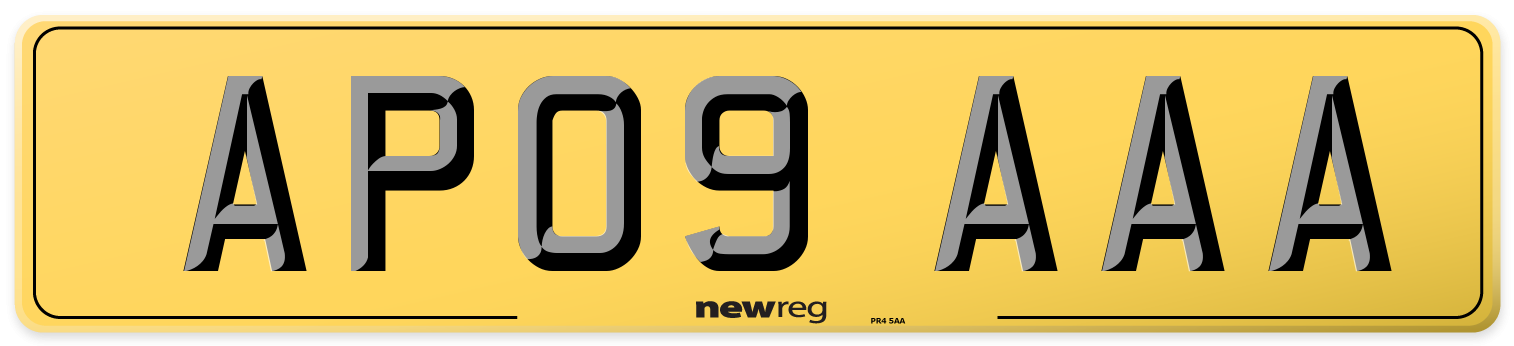 AP09 AAA Rear Number Plate