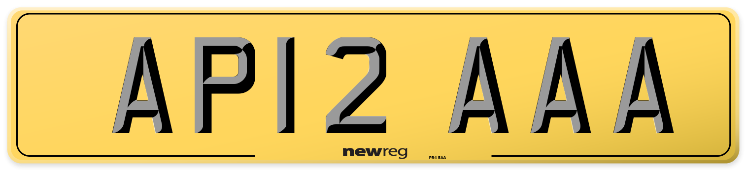 AP12 AAA Rear Number Plate