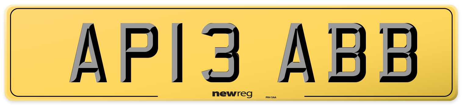 AP13 ABB Rear Number Plate
