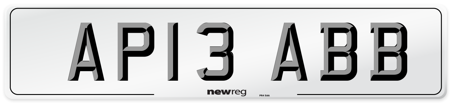 AP13 ABB Front Number Plate