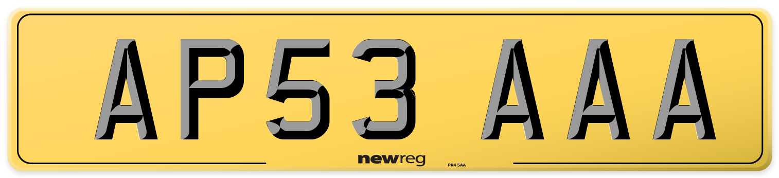 AP53 AAA Rear Number Plate