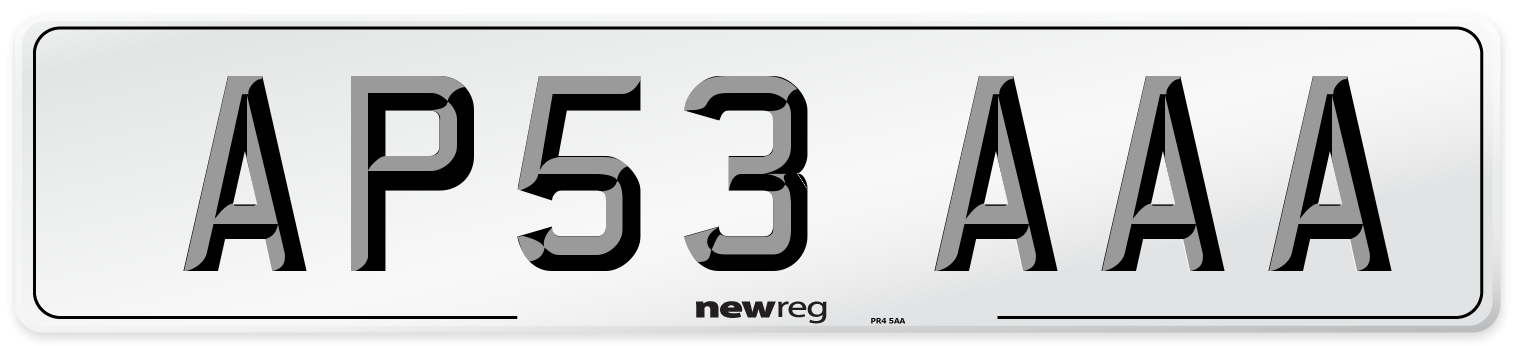 AP53 AAA Front Number Plate