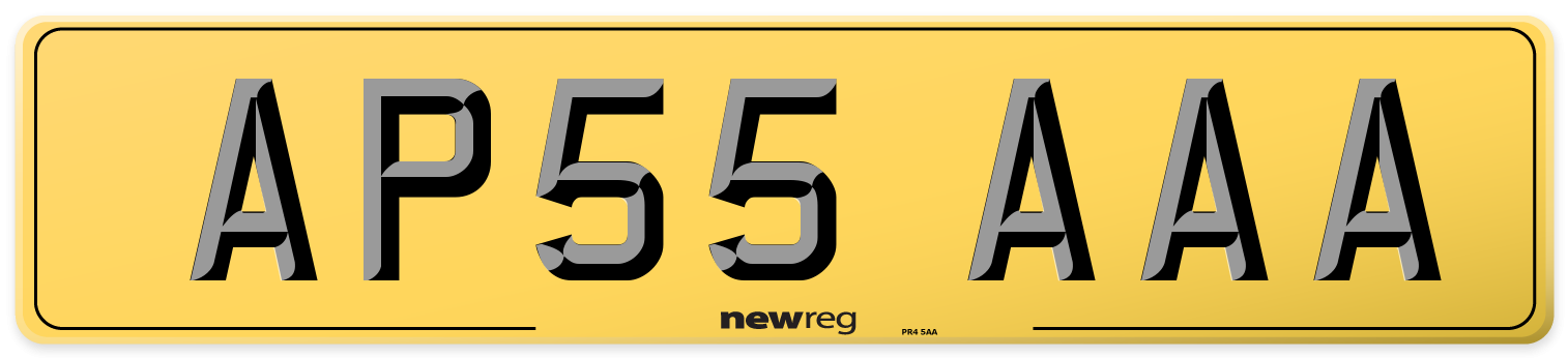 AP55 AAA Rear Number Plate