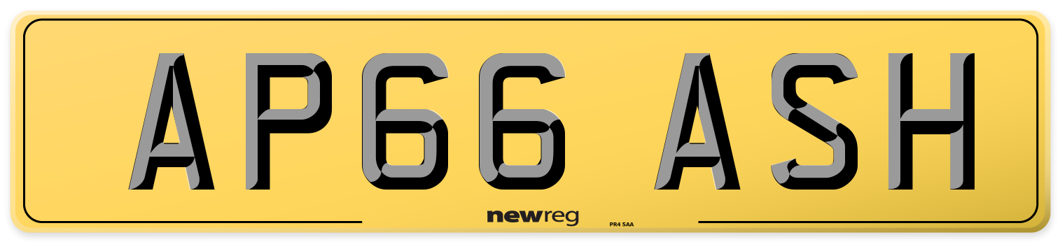 AP66 ASH Rear Number Plate