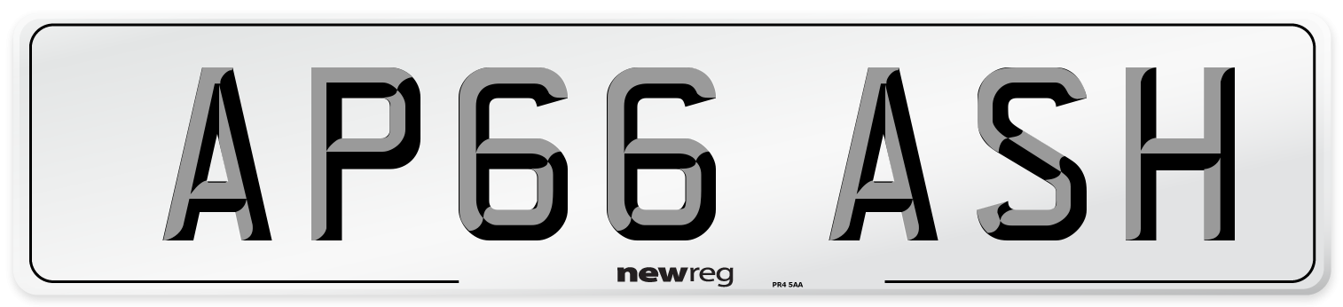 AP66 ASH Front Number Plate