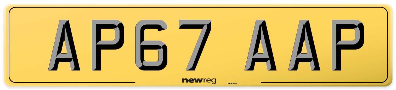 AP67 AAP Rear Number Plate