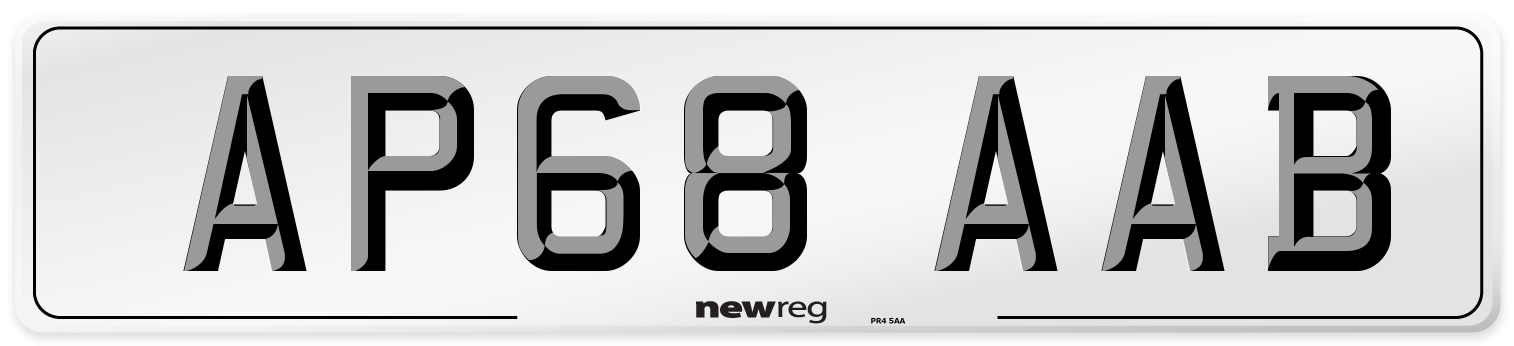 AP68 AAB Front Number Plate