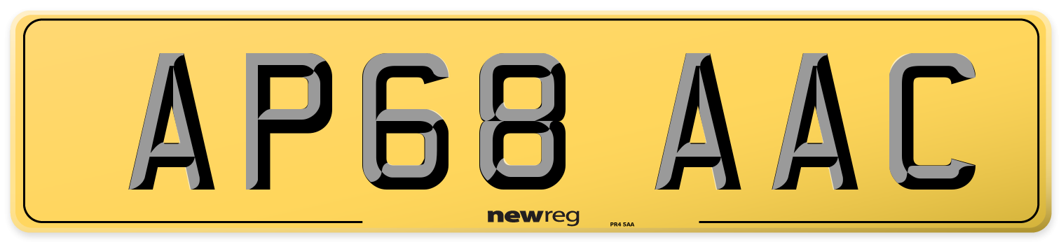 AP68 AAC Rear Number Plate