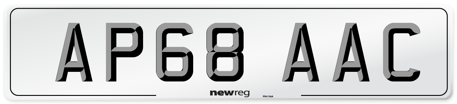 AP68 AAC Front Number Plate