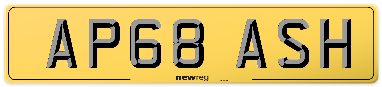 AP68 ASH Rear Number Plate