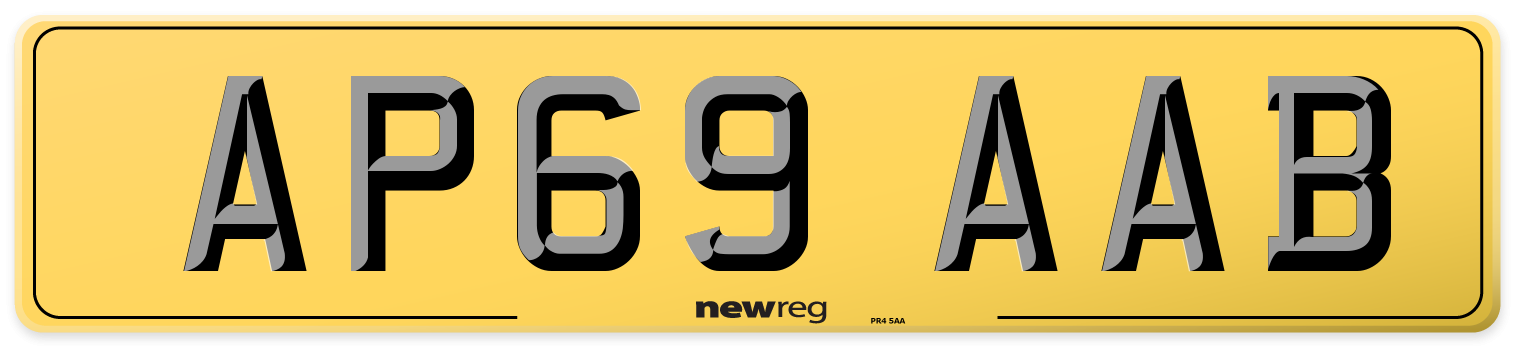 AP69 AAB Rear Number Plate