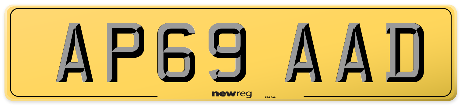 AP69 AAD Rear Number Plate