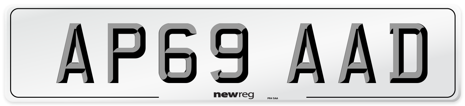 AP69 AAD Front Number Plate