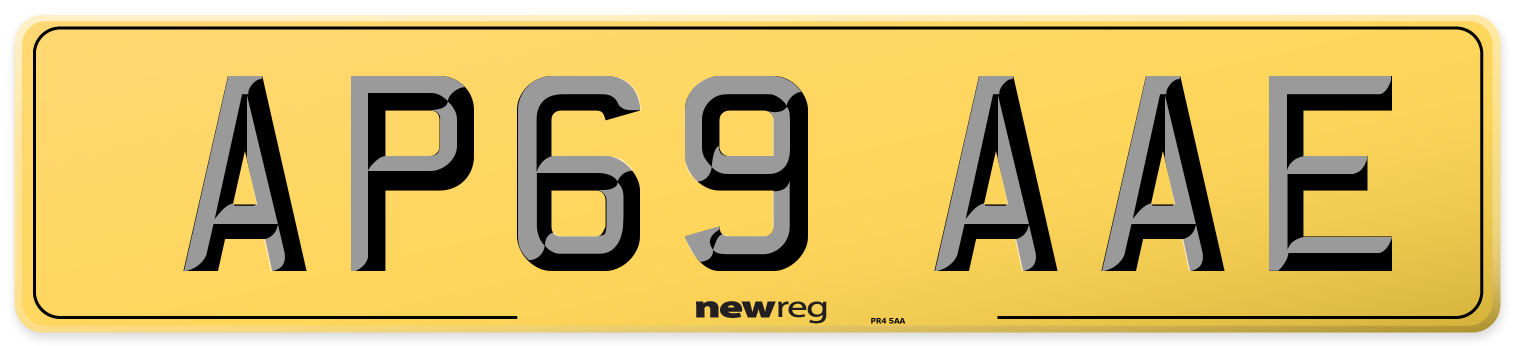 AP69 AAE Rear Number Plate