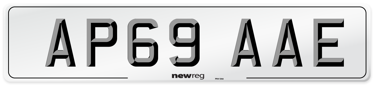 AP69 AAE Front Number Plate