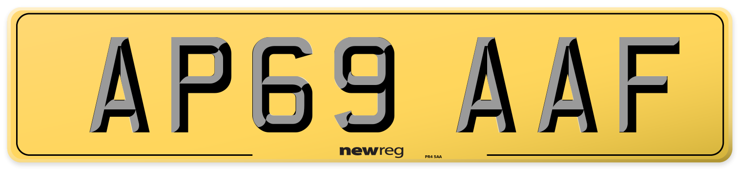 AP69 AAF Rear Number Plate