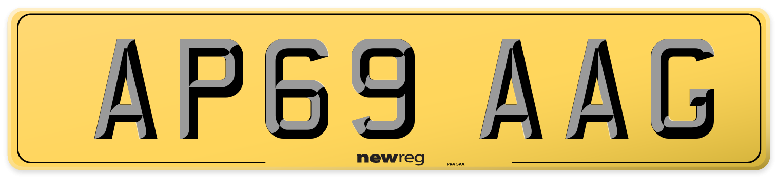 AP69 AAG Rear Number Plate