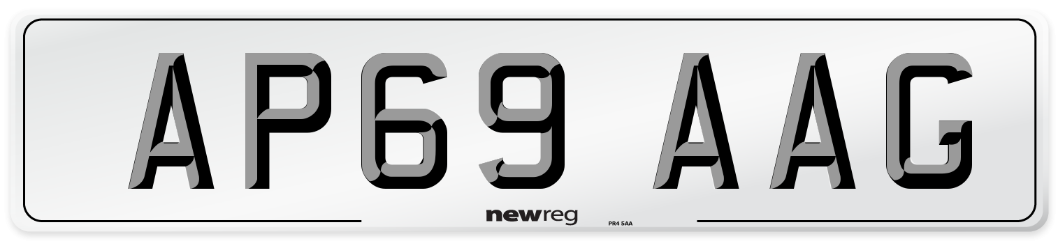 AP69 AAG Front Number Plate