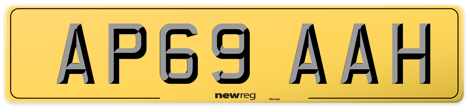 AP69 AAH Rear Number Plate
