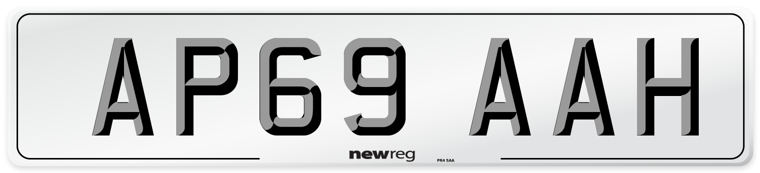 AP69 AAH Front Number Plate