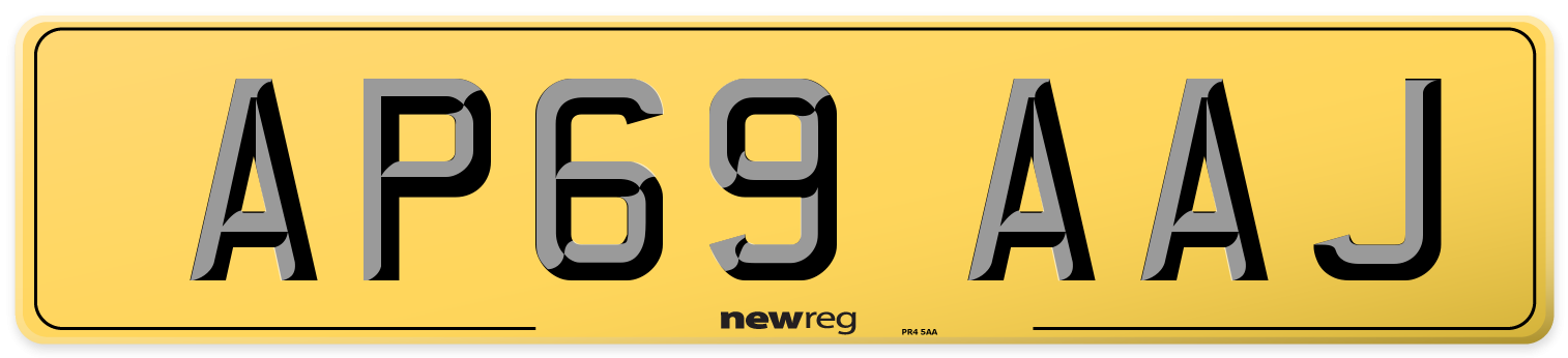 AP69 AAJ Rear Number Plate