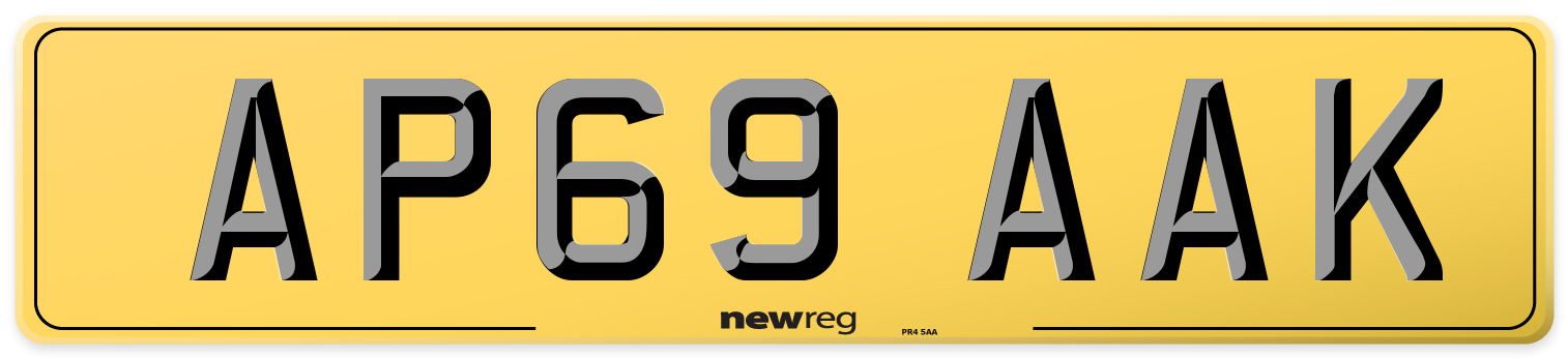 AP69 AAK Rear Number Plate
