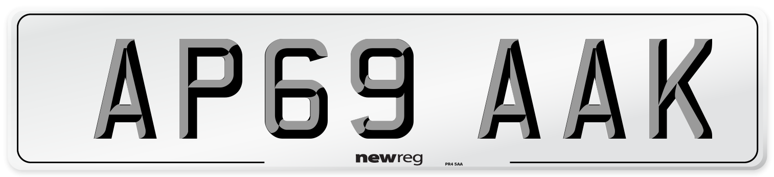 AP69 AAK Front Number Plate