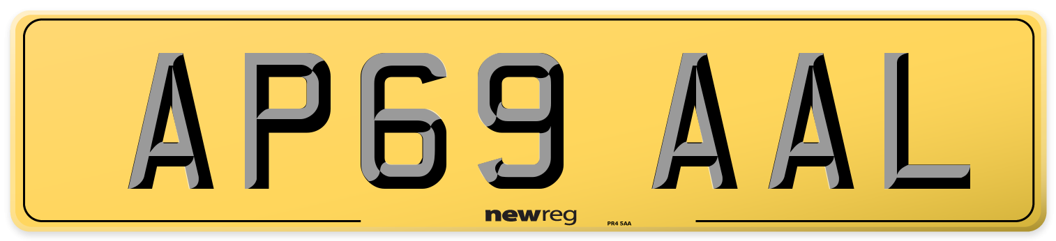 AP69 AAL Rear Number Plate