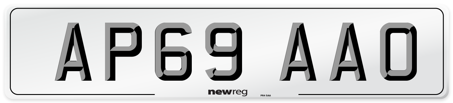 AP69 AAO Front Number Plate
