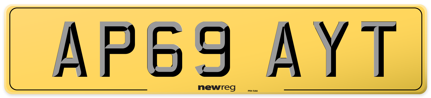 AP69 AYT Rear Number Plate