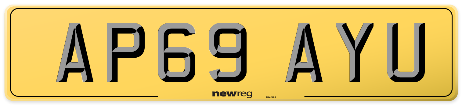 AP69 AYU Rear Number Plate