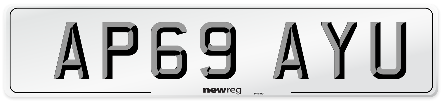 AP69 AYU Front Number Plate