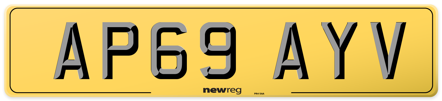 AP69 AYV Rear Number Plate