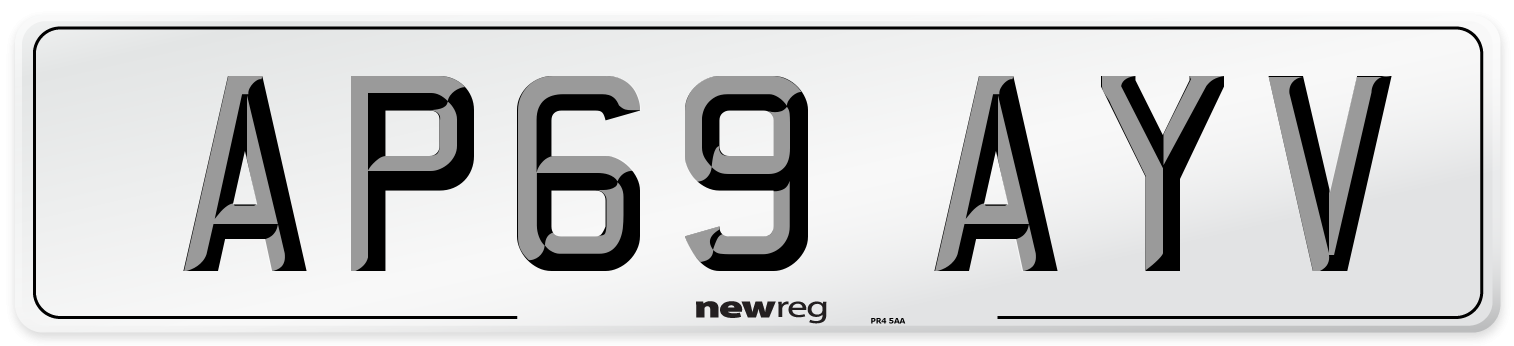 AP69 AYV Front Number Plate