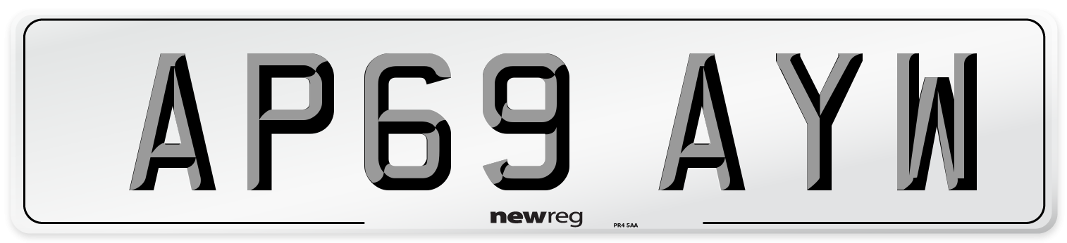 AP69 AYW Front Number Plate