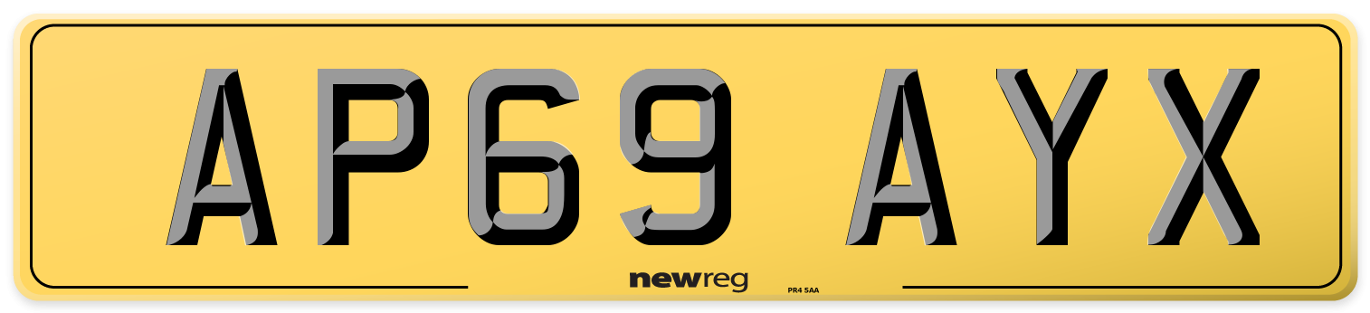 AP69 AYX Rear Number Plate