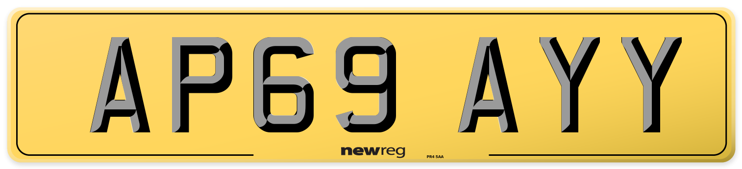 AP69 AYY Rear Number Plate