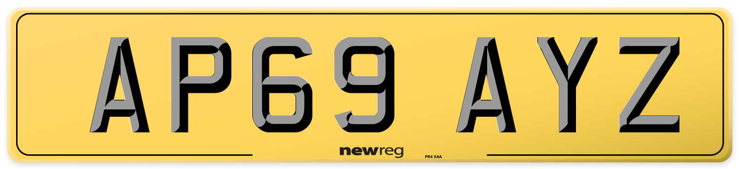 AP69 AYZ Rear Number Plate