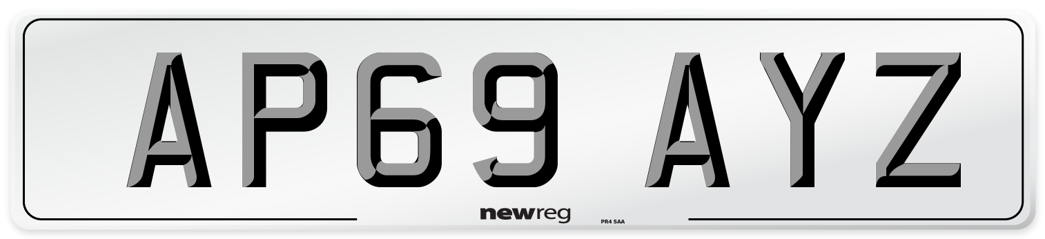 AP69 AYZ Front Number Plate