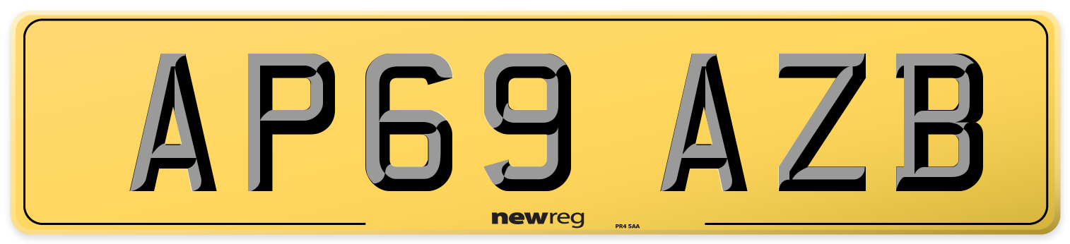 AP69 AZB Rear Number Plate
