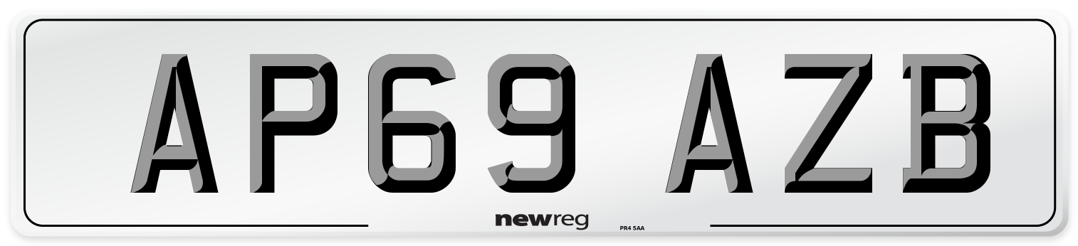 AP69 AZB Front Number Plate