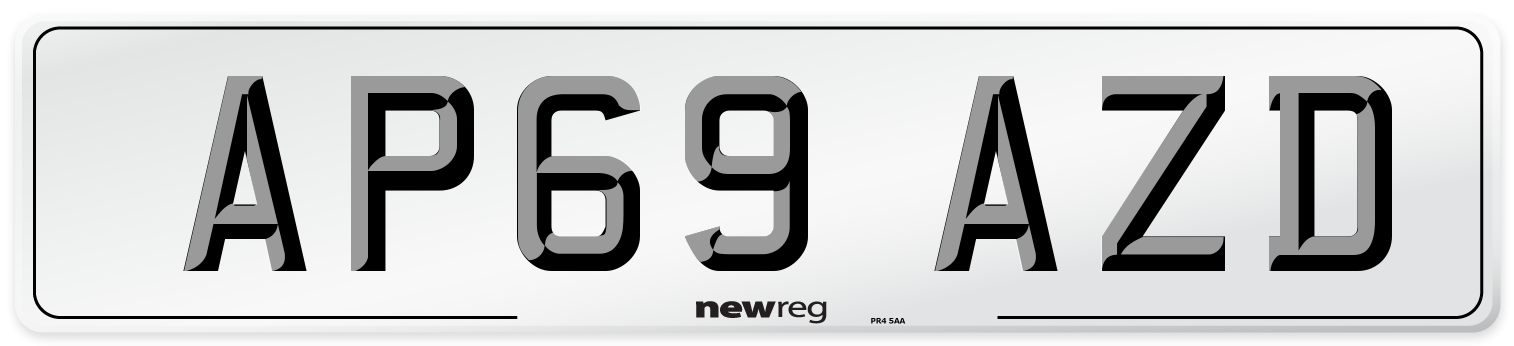AP69 AZD Front Number Plate