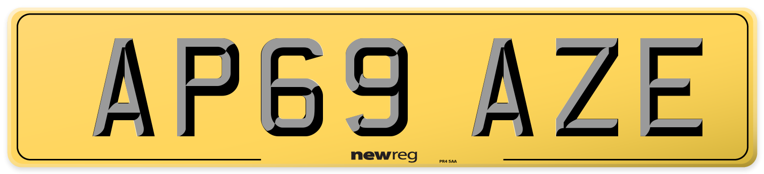 AP69 AZE Rear Number Plate