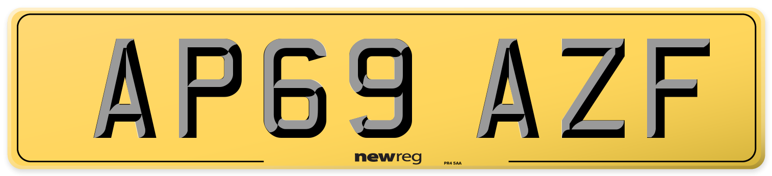 AP69 AZF Rear Number Plate