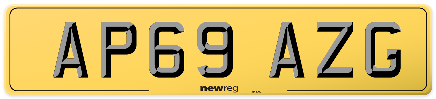 AP69 AZG Rear Number Plate