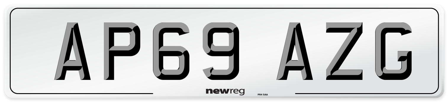 AP69 AZG Front Number Plate