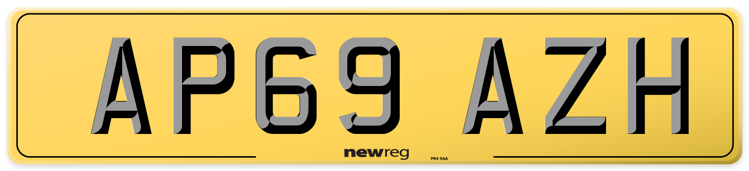 AP69 AZH Rear Number Plate